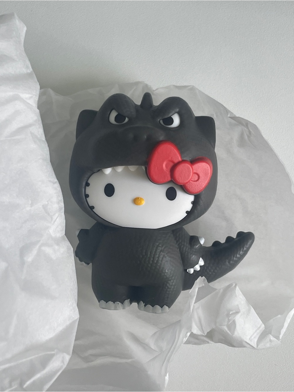 Hello Kitty Black Dinosaur Costume Figure with Red Bow